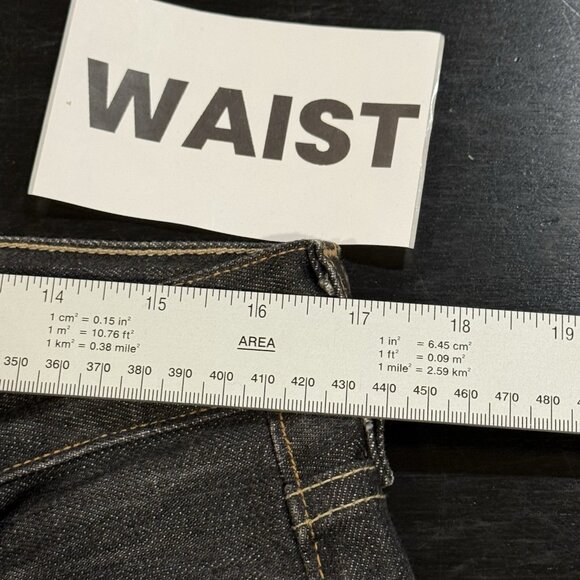 J Crew Mens 33x34 Vintage Black Dark Wash Rigid Denim Straight Fit Jeans - Picture 9 of 11